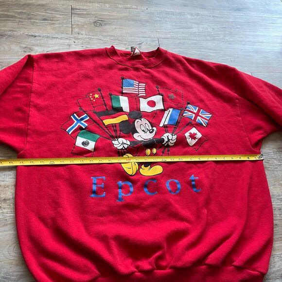 Disney Epcot Center Vintage Sweatshirt Women's 4X Red World Flags 90s Oversized - Picture 5 of 8